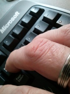 Hand on keyboard