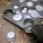 Aluminum ingots cast in a muffin tin
