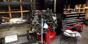 Audi engine on a stand